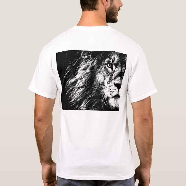 Camiseta Lion Face Traseira Impressão Moderna Modelo (Verso)
