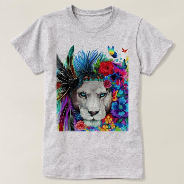 Camiseta Lion Floral design (Frente do Design)