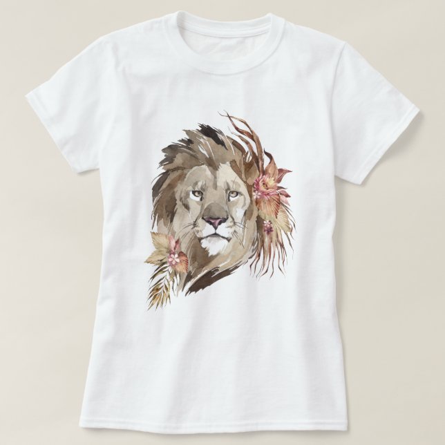 Camiseta Lion Floral T-Shirt (Frente do Design)