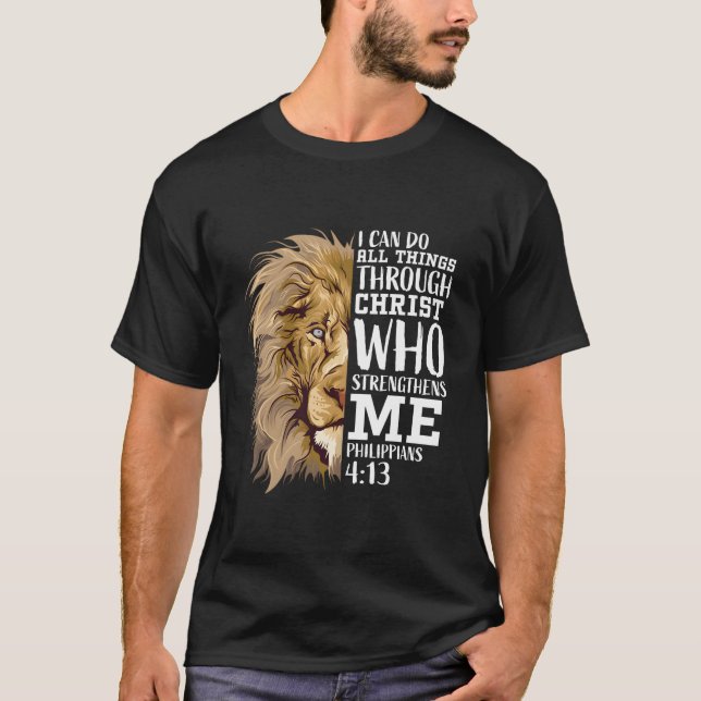 Camiseta Lion Graphic Christian Verse Gifts Men Pai Philipp (Frente)