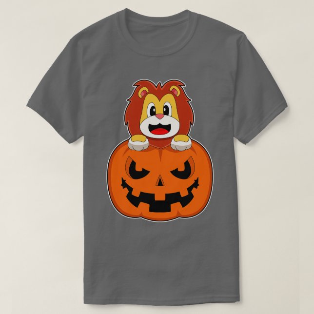 Camiseta Lion Halloween Pumpkin (Frente do Design)