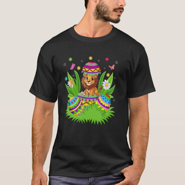 Camiseta Lion Happy Easter Bunny Egg Hunt Lion Easter (Frente)