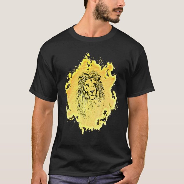 Camiseta Lion Head Africa Gato Grande Leões Coloridos (Frente)