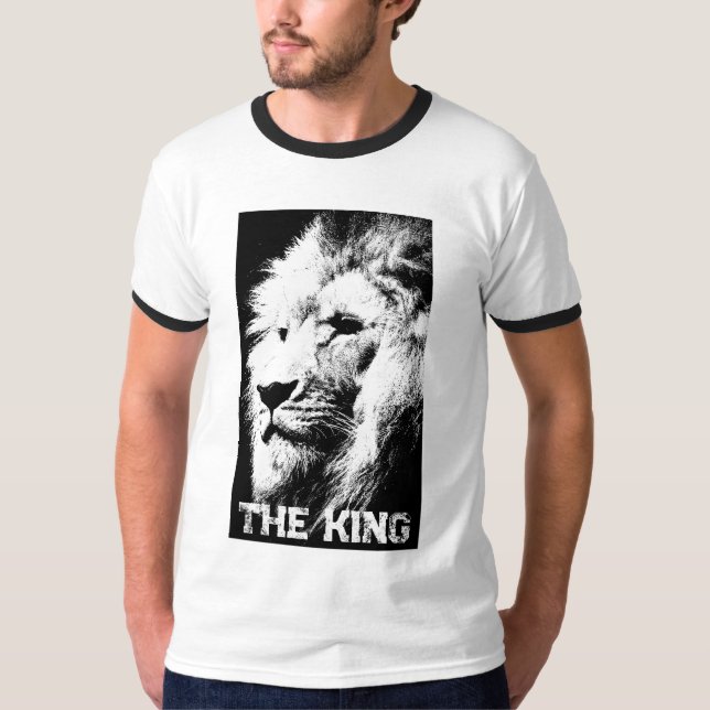 Camiseta Lion Head King Mens Modelo Elegante Tendência Mode (Frente)
