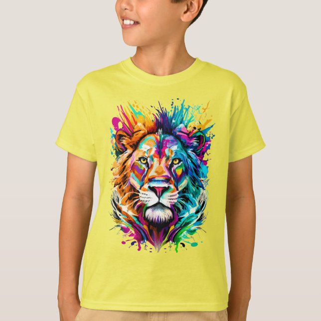 Camiseta Lion Head - Lion Africano Colorido - Leão (Frente)