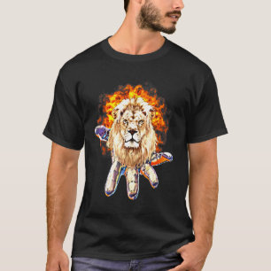 Camiseta Lion Head Motif Africa Big Cat Mane Leões Colorido
