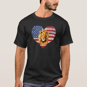 Camiseta Lion Heart American Flag 4 De Julho Usa Flag 1