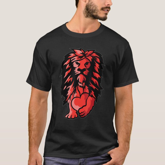 Camiseta Lion Heart Valentines Day Cute Animal Love Wildlif (Frente)