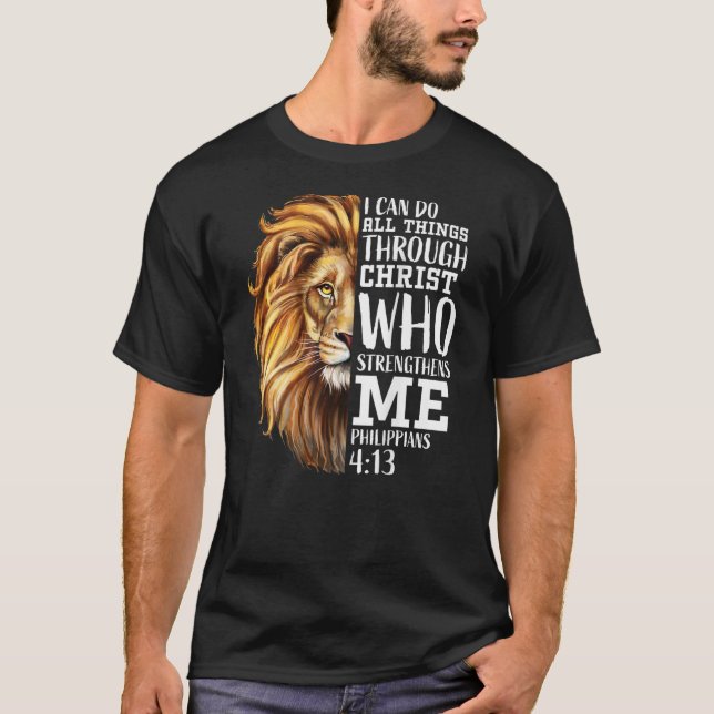 Camiseta Lion Judah Escritura Religiosa Cristã Gráfico B (Frente)