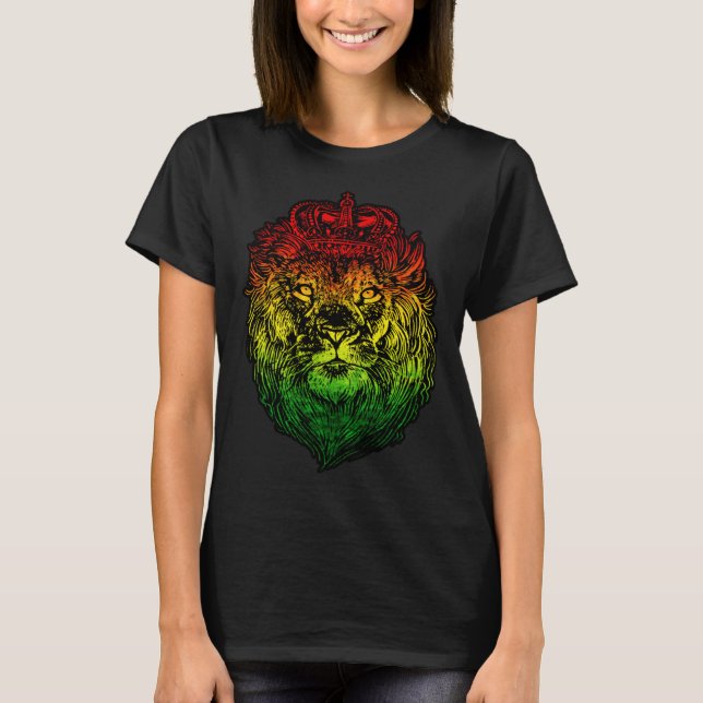 Camiseta Lion Judah Rastafarian Ethiopian Lion  Reggaeton P (Frente)