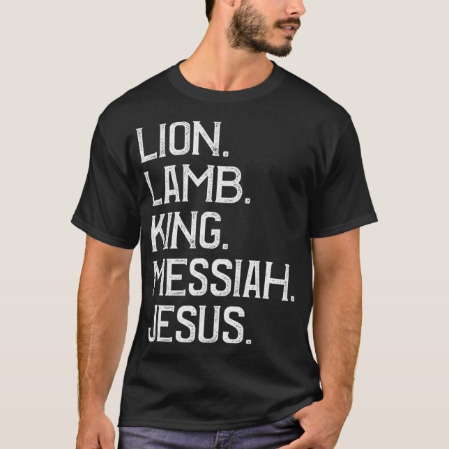 Camiseta Lion Lamb Rei Messias Jesus Cristão (Frente)