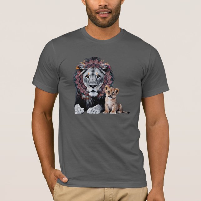 Camiseta Lion Mandala Art Bella+Canvas T-Shirt -  (Frente)
