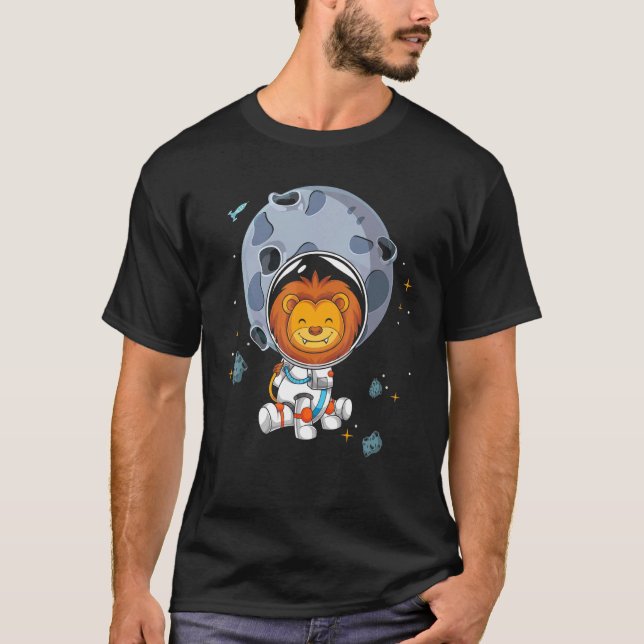 Camiseta Lion Moon Aterrissando Zoo Exterior da Ciência Esp (Frente)