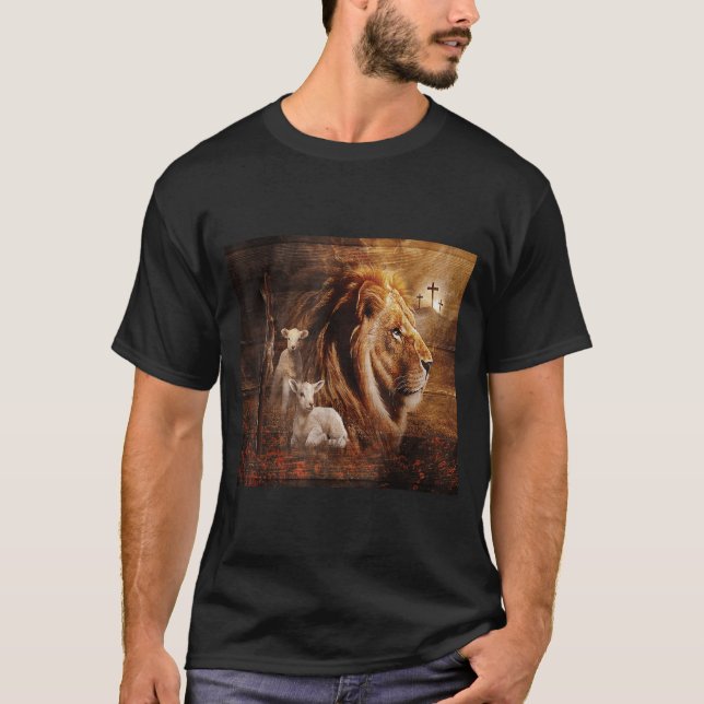 Camiseta Lion Of Judah Lamb God Cross Jesus Light God  (Frente)