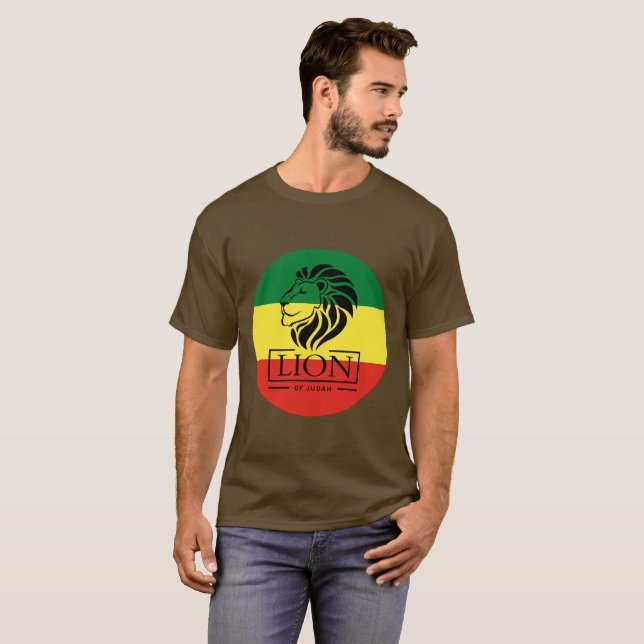 Camiseta Lion of Judah - Rasta reggae Flag Shirt - (Frente Completa)