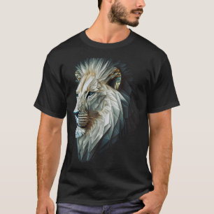 Camiseta Lion Polygon Animal Print Art White Lion
