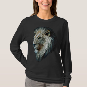 Camiseta Lion Polygon Animal Print Art White Lion