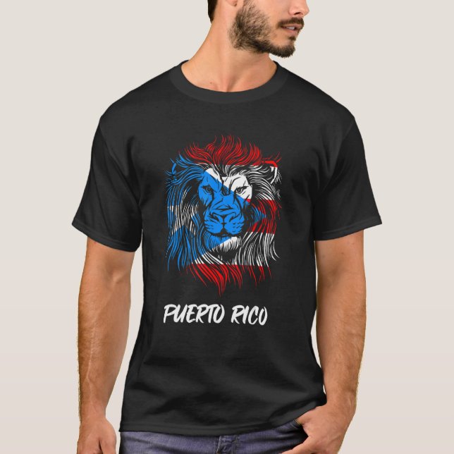Camiseta Lion Puerto Rican Flag Porto Rico (Frente)