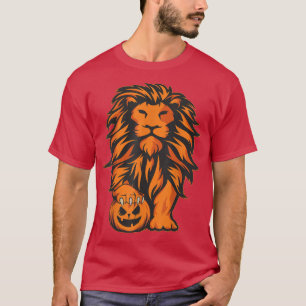 Camiseta Lion Pumpkin Ppreguiçoso Halloween Costume Animal