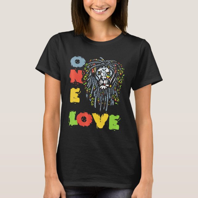 Camiseta Lion Rasta Colors Reggae Dreadlocks Rastafarian Ra (Frente)