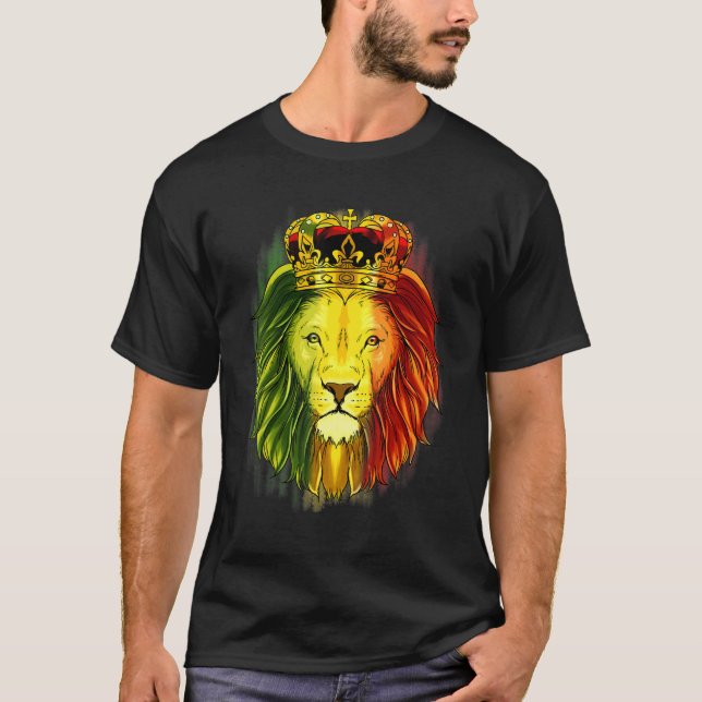 Camiseta Lion Rasta Cores King Crown Mane (Frente)