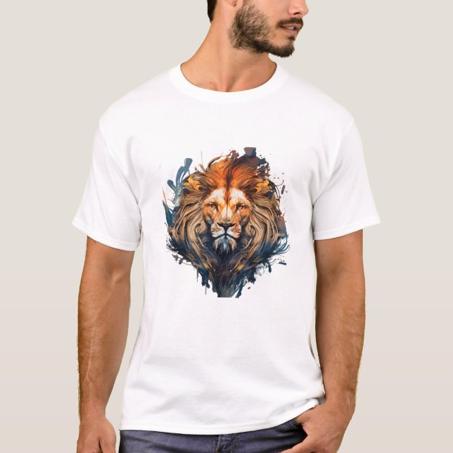 Camiseta Lion Retrait Animal Painting Willife Outdoor (Frente)