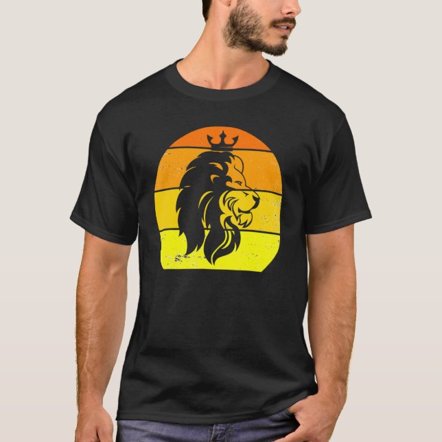 Camiseta Lion Retro Lion Silhouette Animal 60s 70s (Frente)
