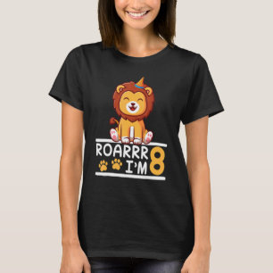 Camiseta Lion Roarrr, tenho 8 anos Feliz meu aniversário