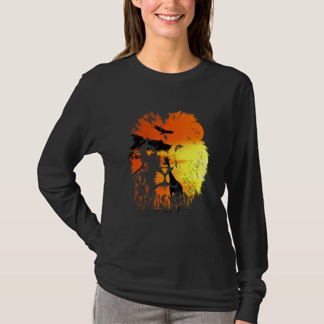Camiseta Lion Safari Sunset Zoo Keeper Animal Big Wild Cats (Frente)