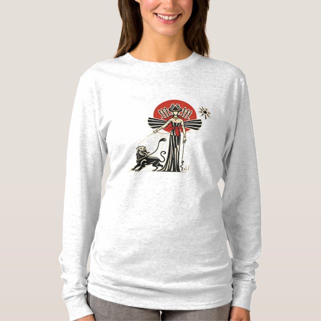 Camiseta Lion & Sun Empress – Ancient Persian Mythology Art (Frente)