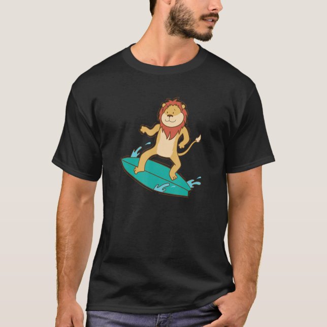 Camiseta Lion surfing Lion Mane Africa (Frente)