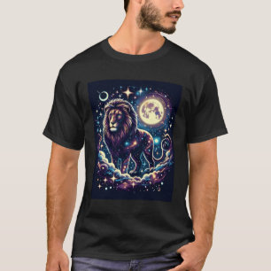 Camiseta Lion T-Shirt Design Moon T-Shirt Design