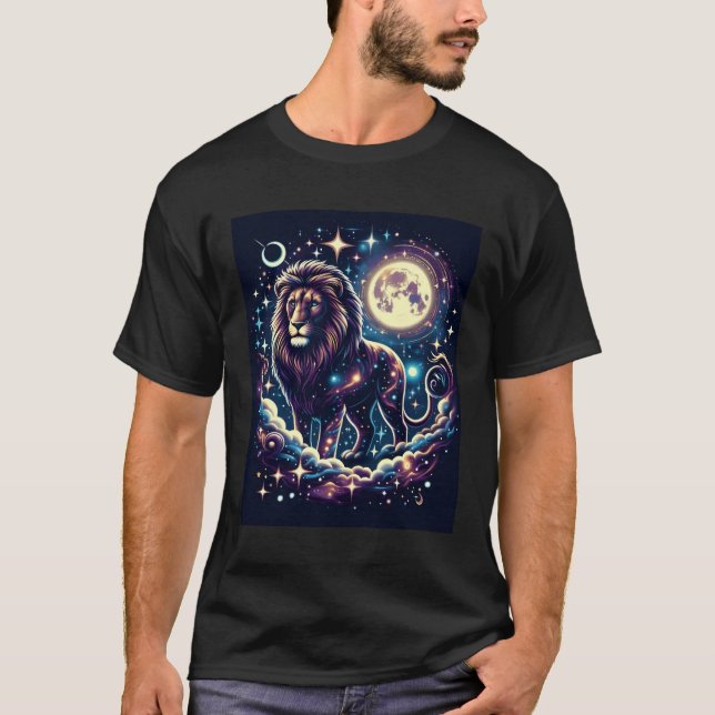 Camiseta Lion T-Shirt Design Moon T-Shirt Design (Frente)