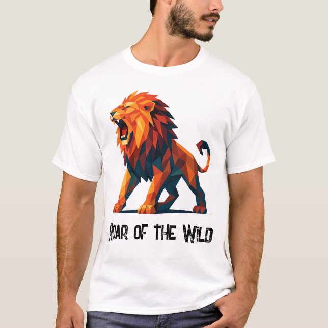 Camiseta Lion T-Shirt with title : Roar of the Wild (Frente)