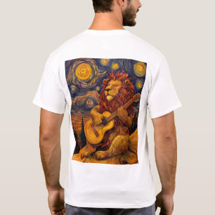 Camiseta Lion tocando violão lá fora Musical Tee Graphic