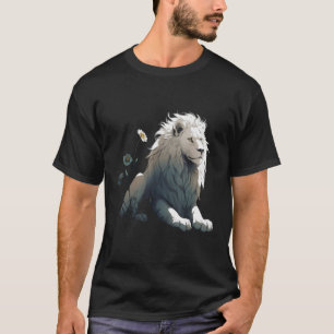 Camiseta Lion Trabalho de arte Flores Zoo Lion Animal