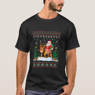 Camiseta Lion Ugly Christmas Sweater Engraçado Papai Noel R