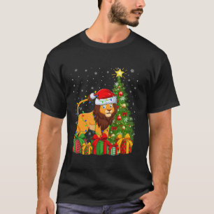 Camiseta Lion Xmas Tree Lighting Santa Hon Natal