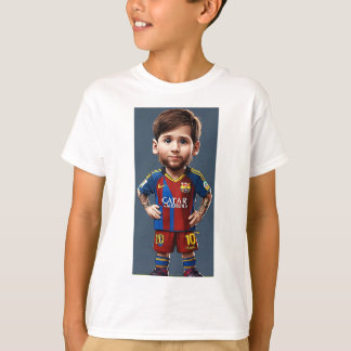 Camiseta Lionel Messi fofo desenho animado do bebê realista