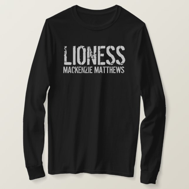 Camiseta Lioness Personalizada Lira Longa de Mulheres Negra (Frente do Design)