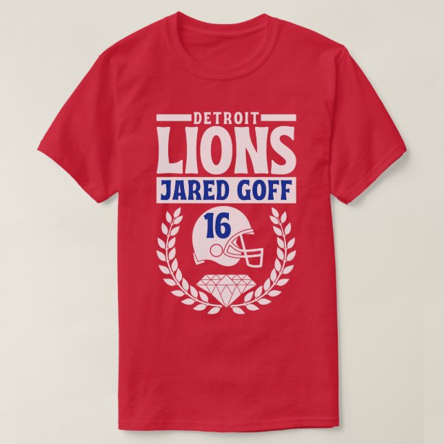 Camiseta Lions Jared Goff 16 Helmet American (Frente do Design)