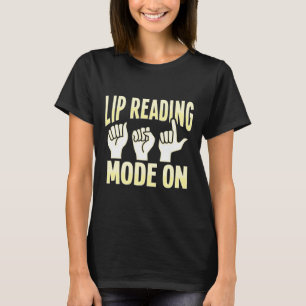 Camiseta Lip Lendo ASL Gesto de Mão surdo Ausente Audição P