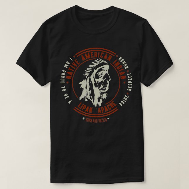 Camiseta Lipan APACHE Chefe Nativo Americano de Retrô India (Frente do Design)