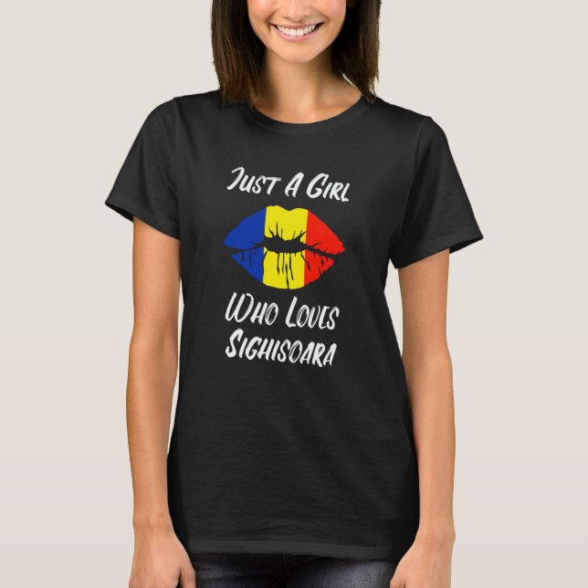 Camiseta Lips and Mouth Love Romanian Flag Sighisoara (Frente)