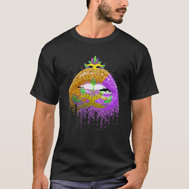 Camiseta Lips Masquerade Women Costume Party Mardi Gras (Frente)
