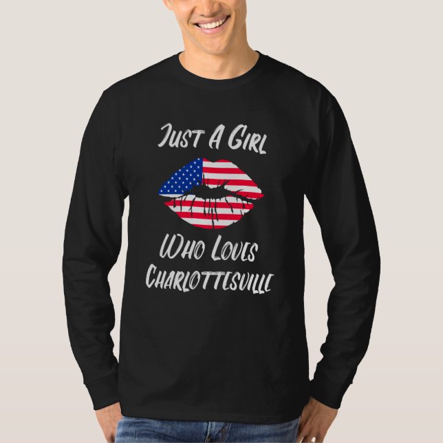 Camiseta Lips Mouth Love American Flag Charlottesville (Frente)