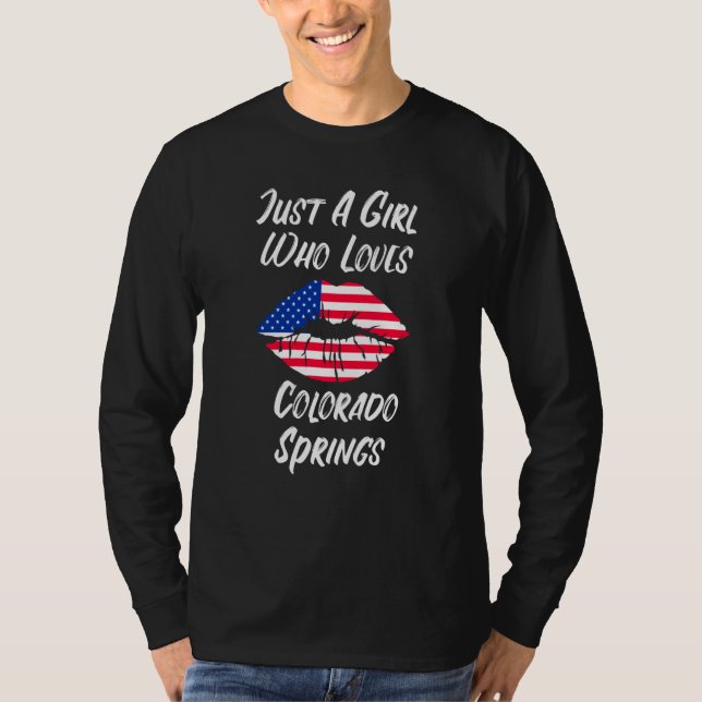 Camiseta Lips Mouth Love American Flag Colorado Springs (Frente)