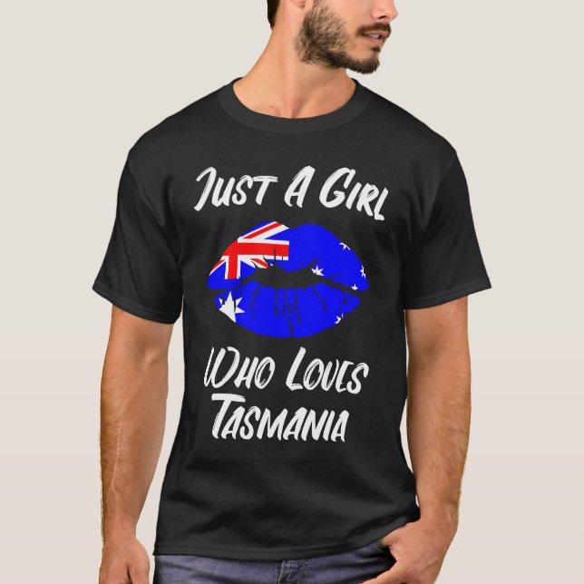 Camiseta Lips Mouth Love Australian Flag Tasmania (Frente)