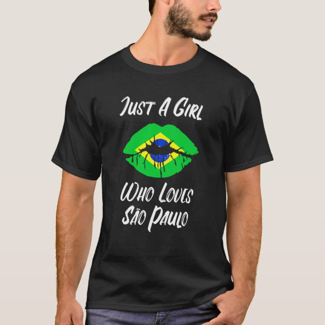 Camiseta Lips Mouth Love Brazilian Flag Sao Paulo (Frente)