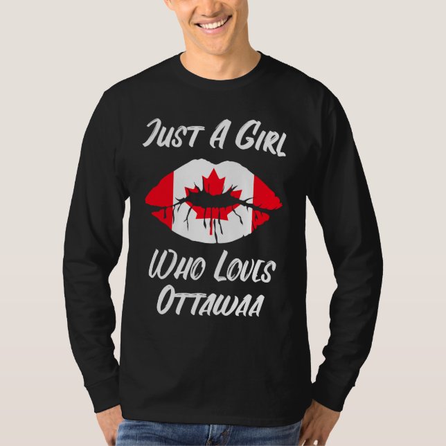 Camiseta Lips Mouth Love Canadian Flag Ottawa (Frente)